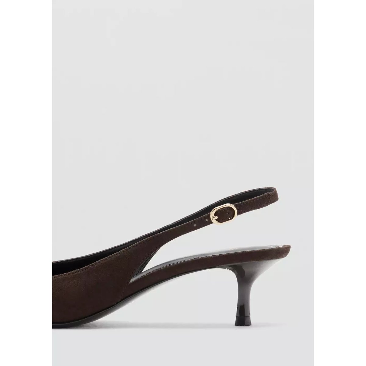 Chaussures talon kitten heel pointues chocolat, MANGO