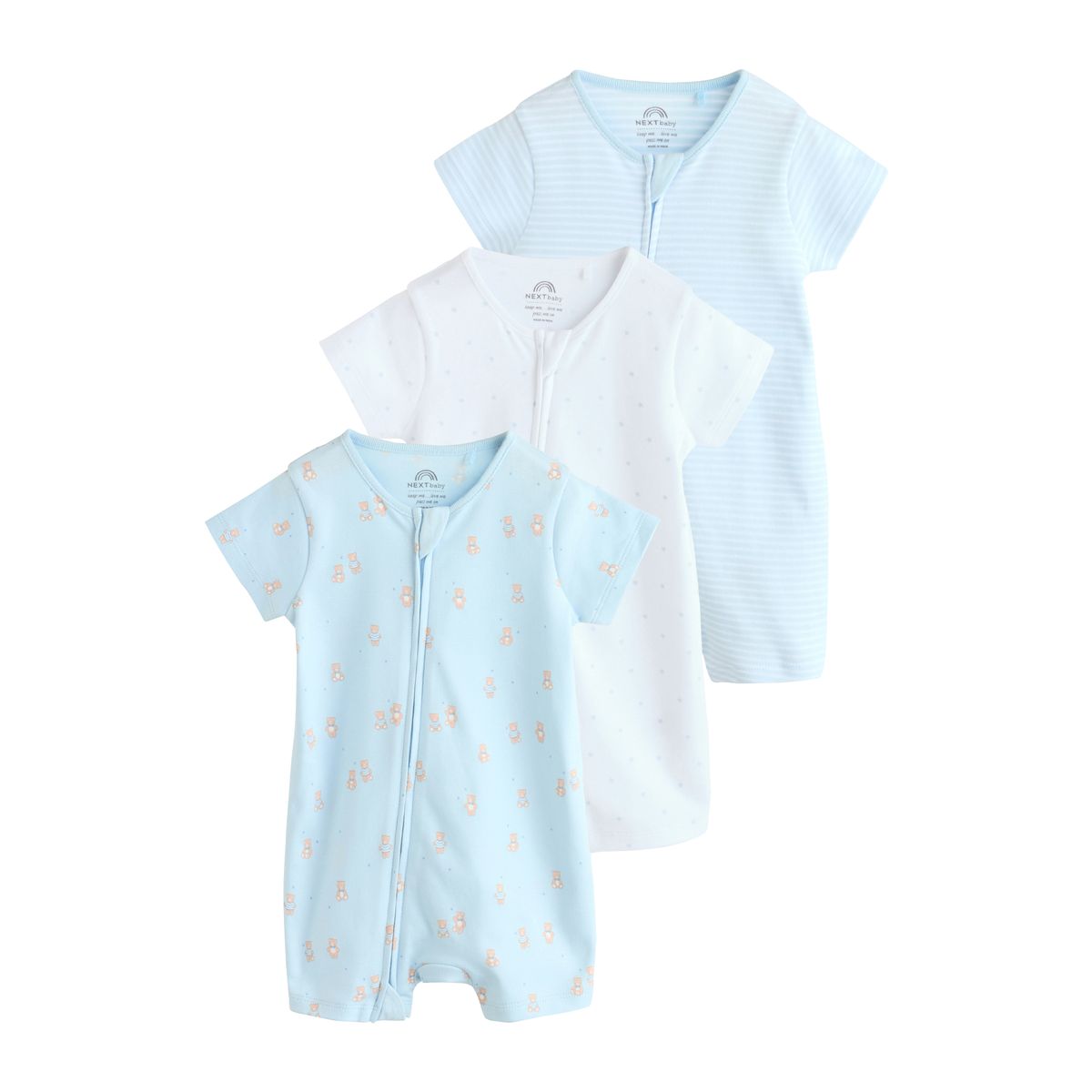 Barboteuse zippée double sens, lot de 3 bleu, NEXT