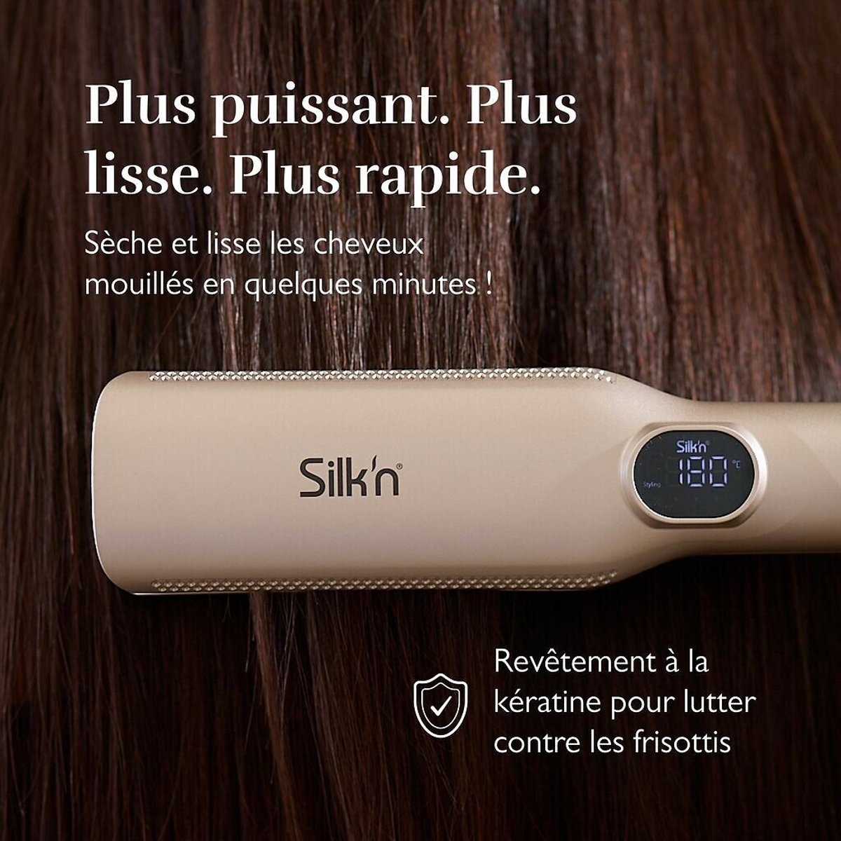 Lisseur séchant 3-en-1 doré, SILKN