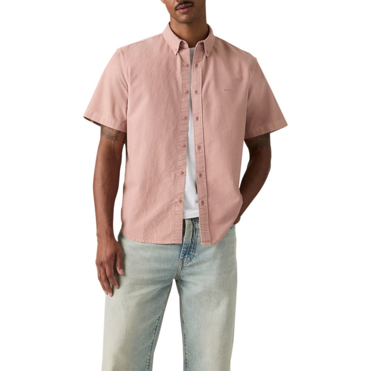 Chemise en coton rose à coupe droite pourvue d'un col boutonné rose, LEVI'S
