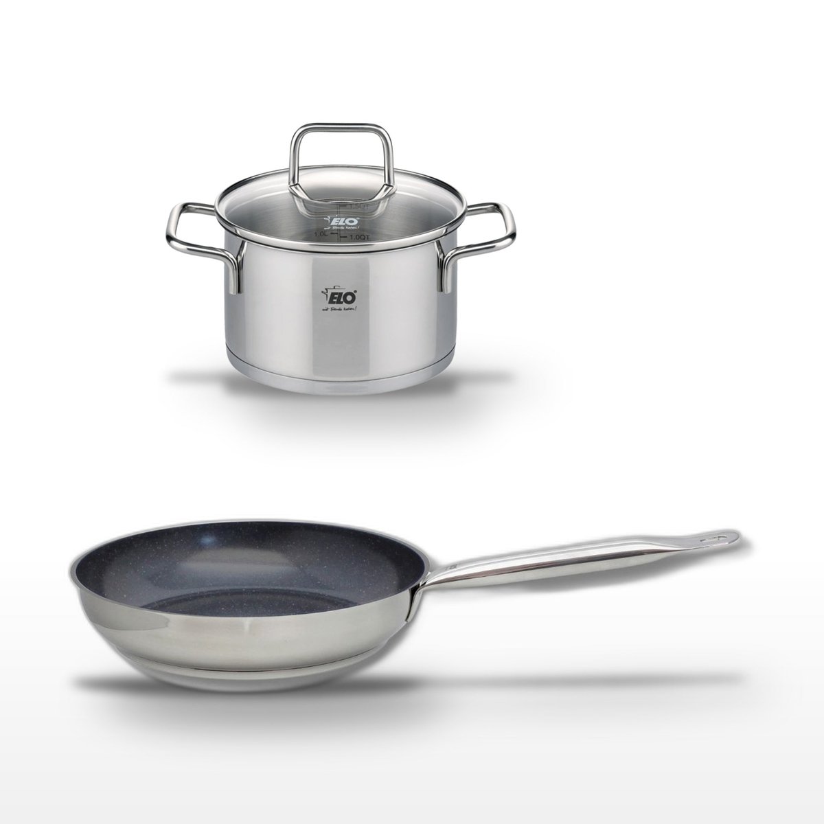 Batterie 1 poêle 28cm + 1 faitout 16cm PROFI THERM PLATINUM gris|noir, ELO