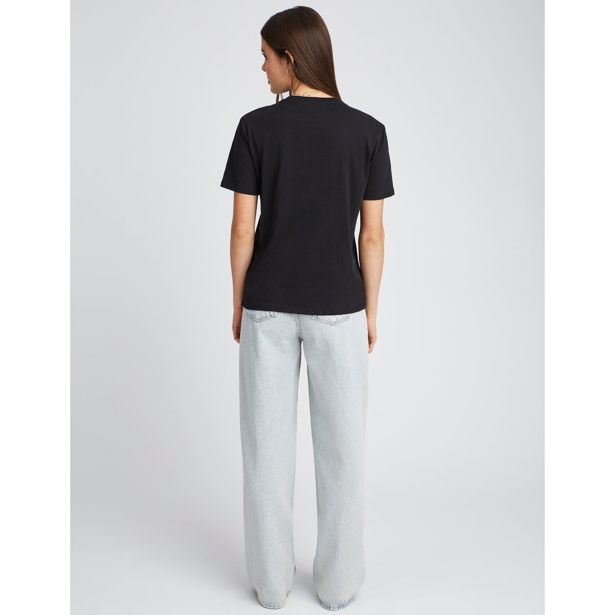 T-shirt basique col rond noir, BZB