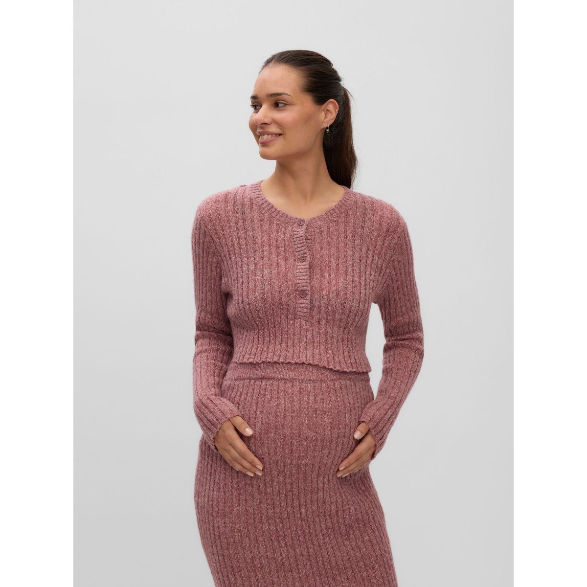 Pull En Maille rose taupe, MAMA LICIOUS