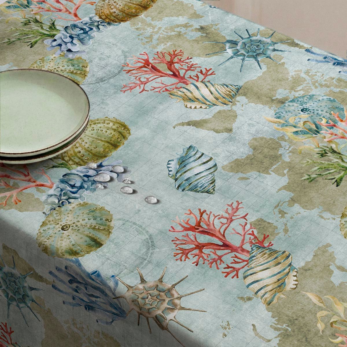 Nappe anti-taches Undersea - 100% coton - turquoise, NAF NAF HOME