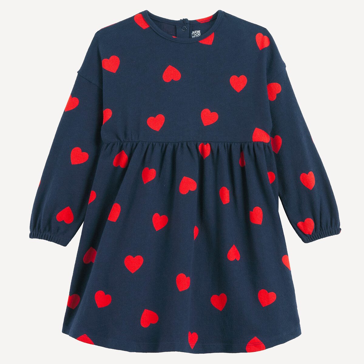 Robe manches longues, imprimé coeurs bleu marine, LA REDOUTE COLLECTIONS