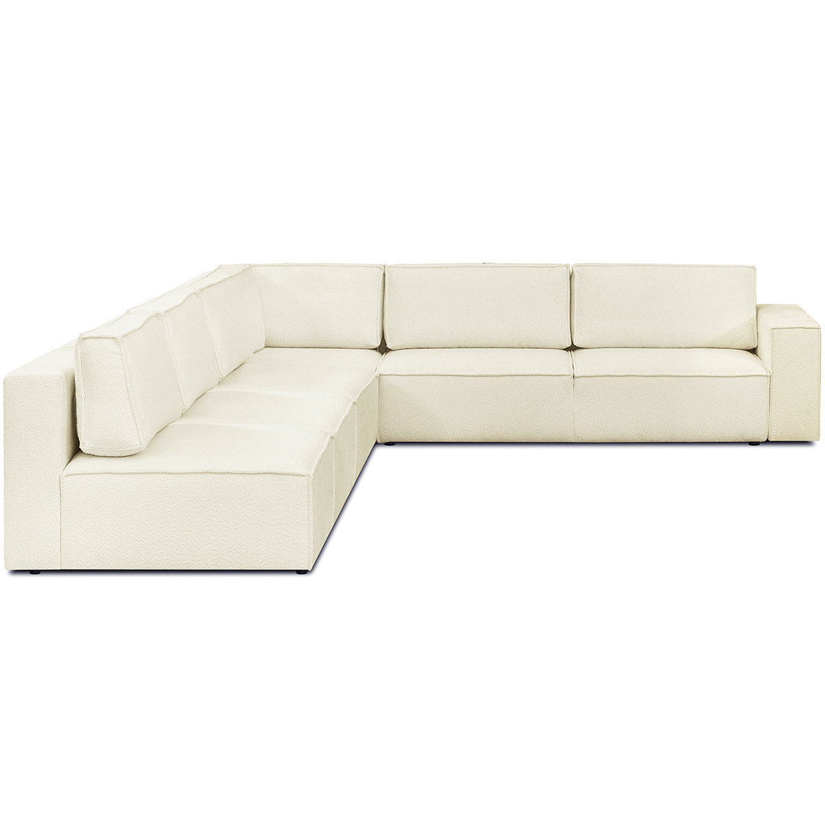 Canapé d'angle gauche convertible 10 places en tissu bouclé - HARPER MOD ecru, HOMIFAB