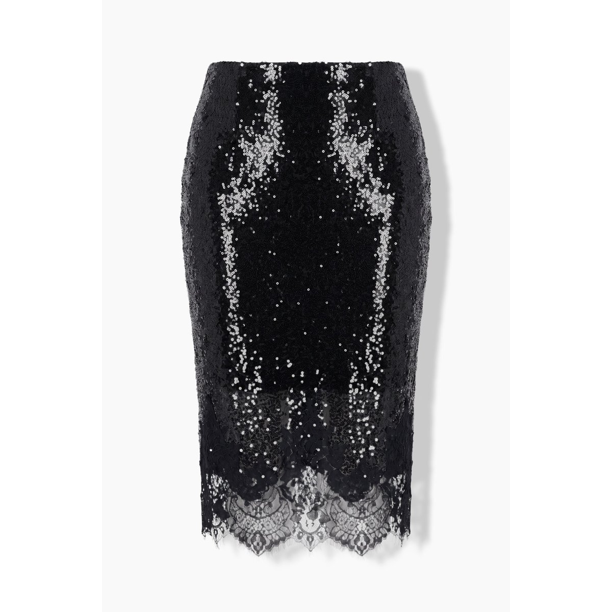 Jupe midi à paillettes, coupe Slim Fit noir, ULLA POPKEN