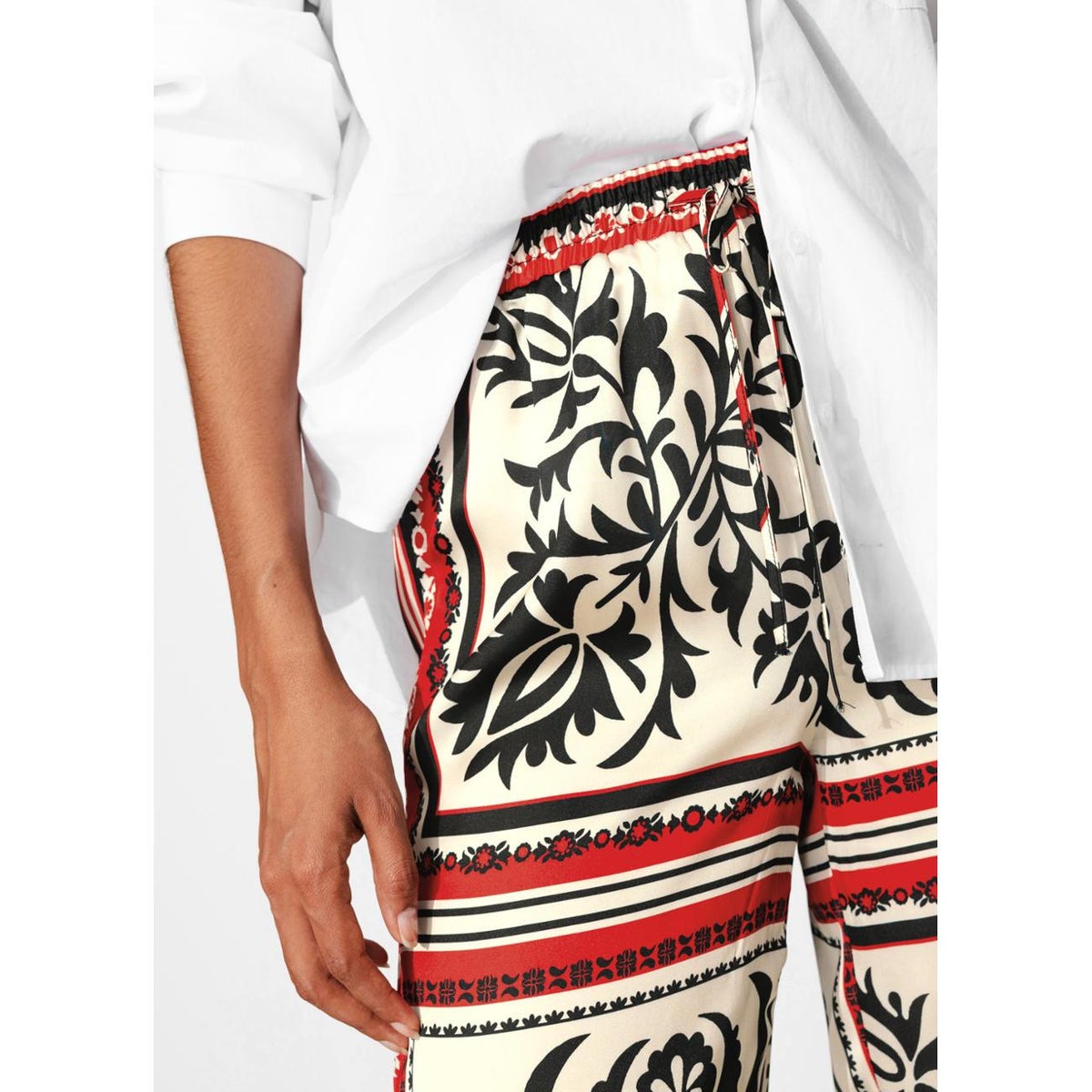 Pantalon large en satin imprimé multicolore, PROMOD