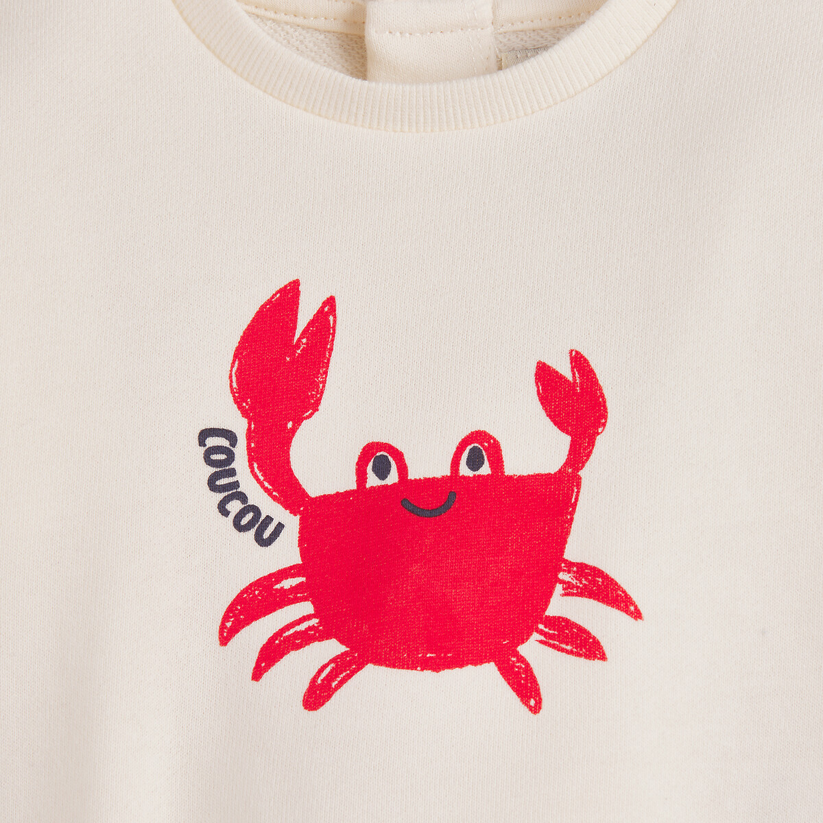 2-Delige set van sweatshirt met krab en gestreepte short in molton rood/ecru, LA REDOUTE COLLECTIONS
