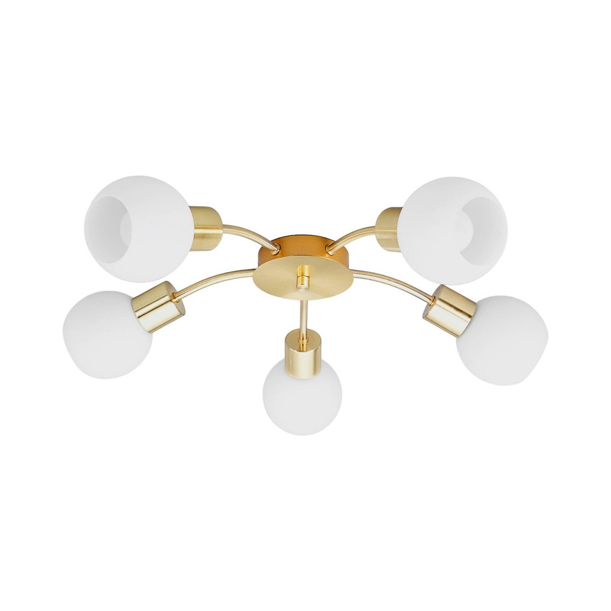 Plafonnier en métal moderne, Elaina laiton, blanc opale, LINDBY
