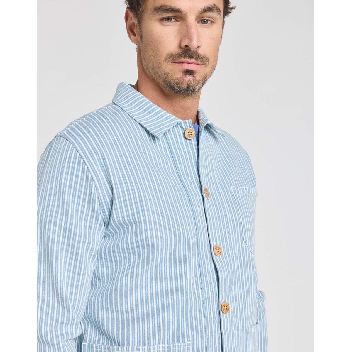 VESTE WORKER LIGHT STRIPE bleu clair, PULLIN
