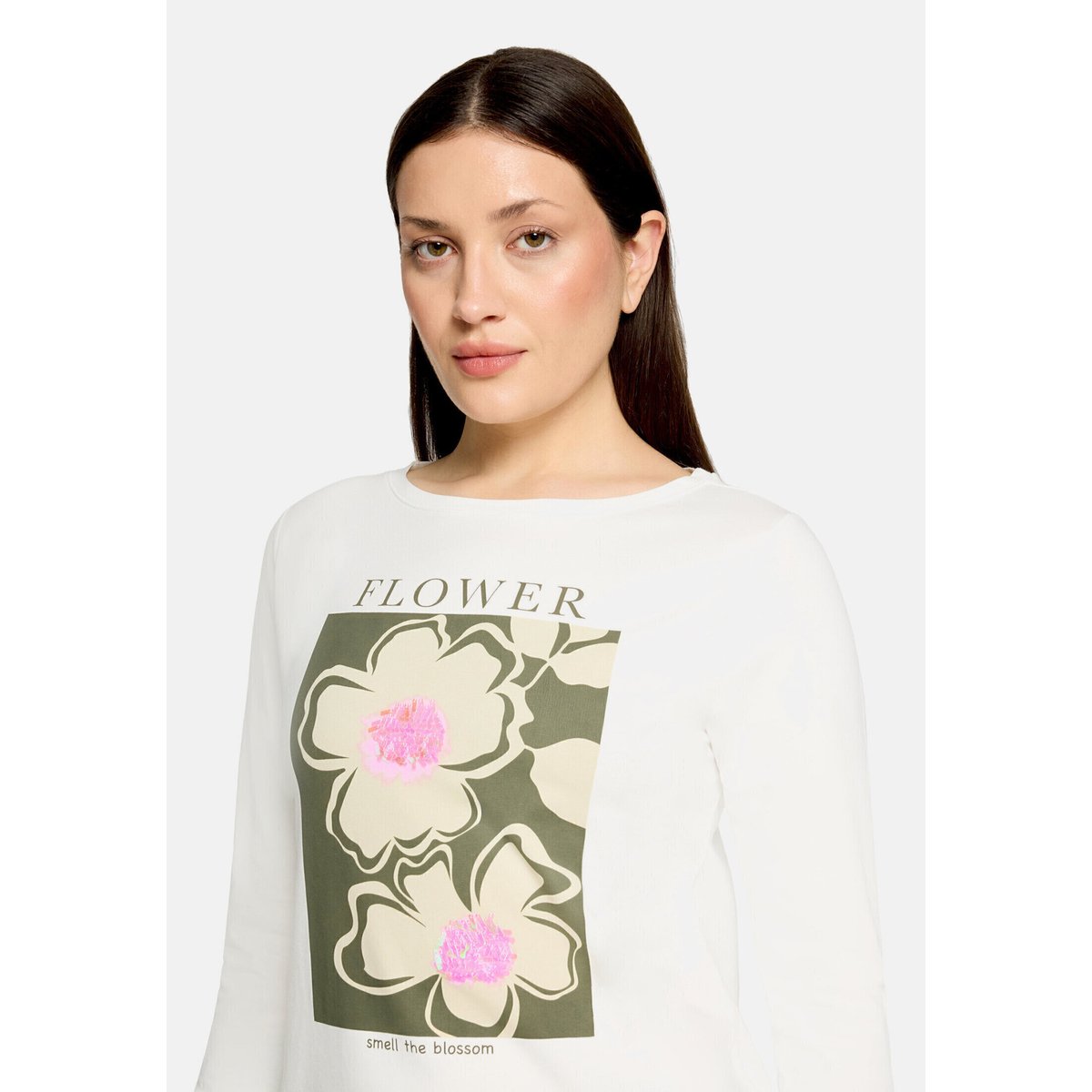 T-shirt basique à impression patch cream /khaki, BETTY BARCLAY
