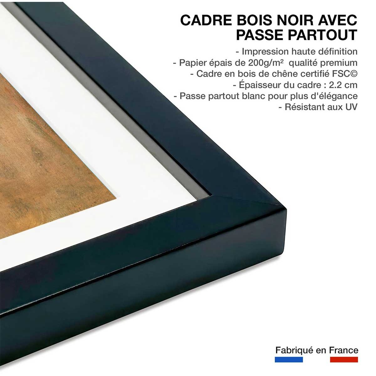 Poster Music - Gustav Klimt affiche + cadre en bois - noir, HEXOA