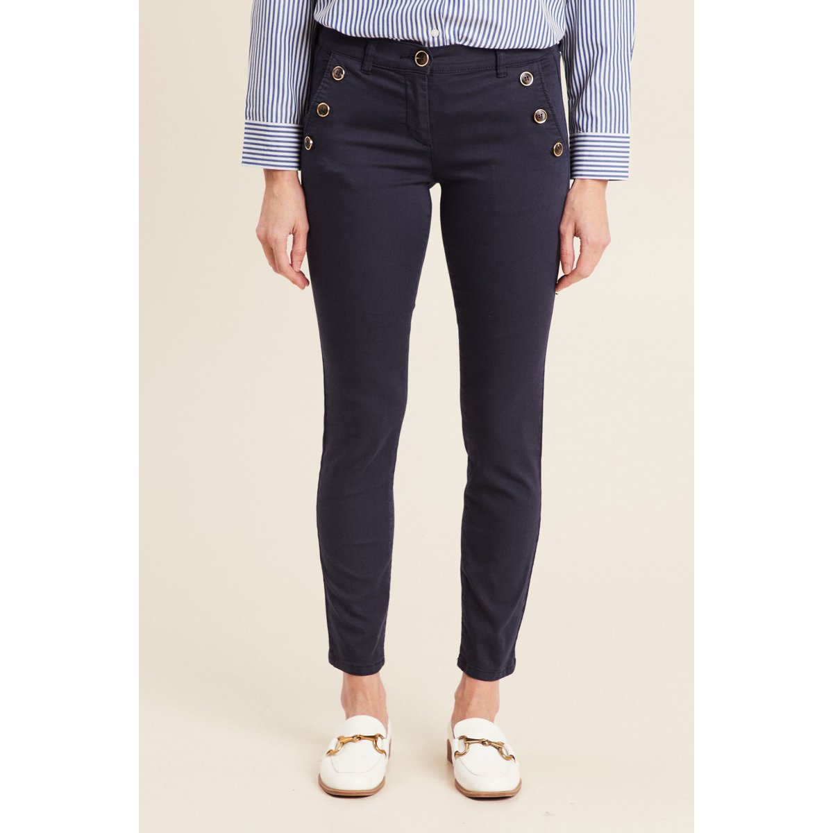 Pantalon ajusté 7/8ème bleu marine, BREAL
