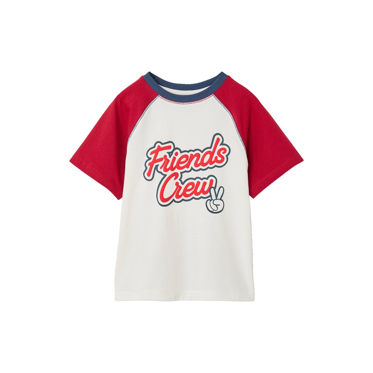 T-shirt manches courtes raglan rouge, VERTBAUDET