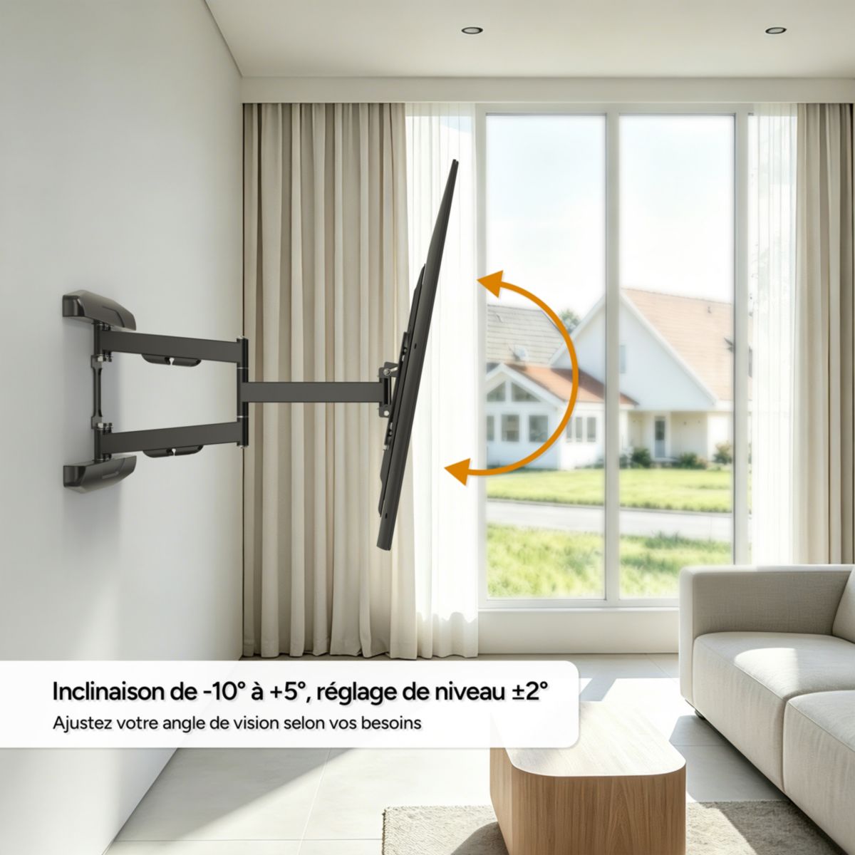 Support mural TV télé orientable-inclinable 32''-85'' couleur unique, ESSENTIEL B