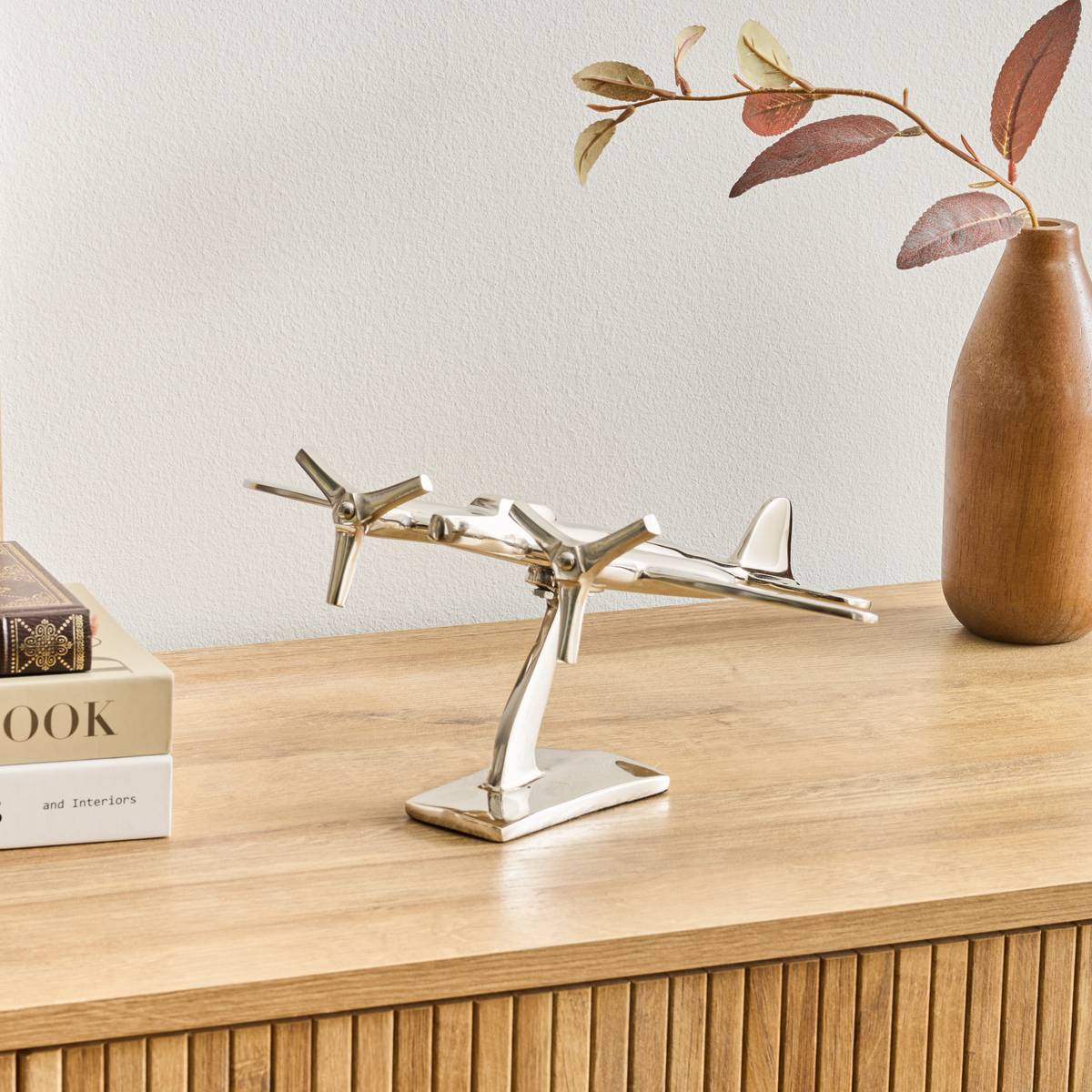Avion déco en aluminium FLAVIE argent, ATMOSPHERA