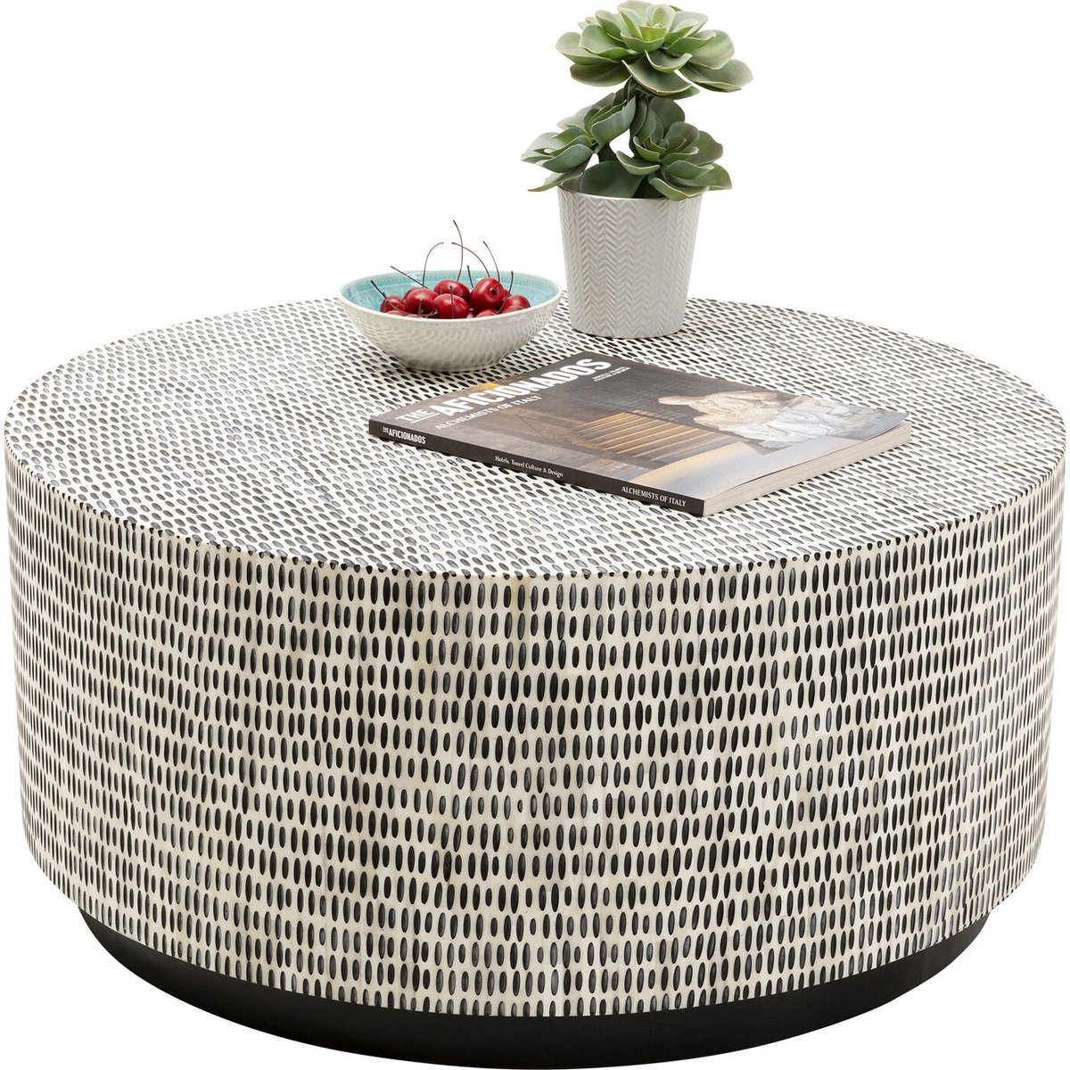 Table basse ronde, PIANO noir et blanc, KARE DESIGN