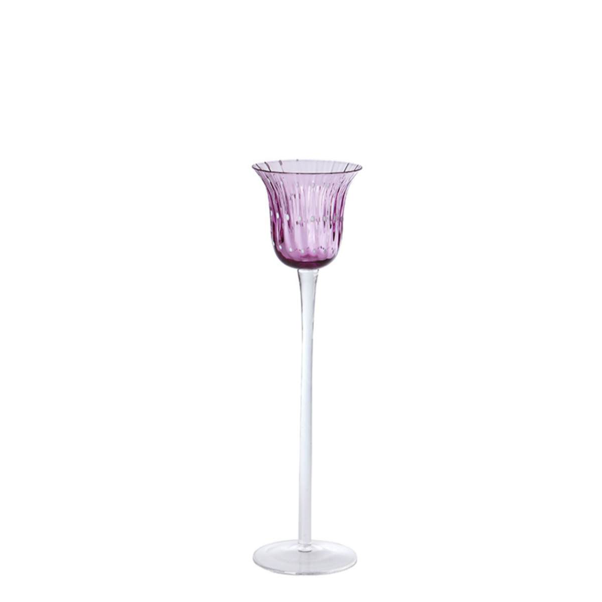 Photophore décoratif en verre soufflé H30 violet, SIA DECO