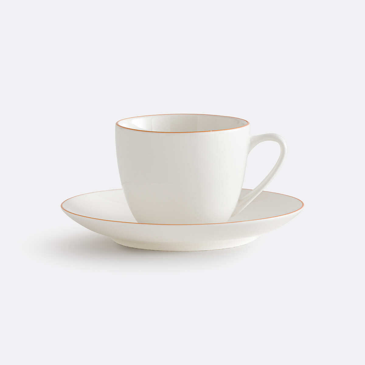 Lote de 4 tazas y platos para té de porcelana, Malo blanco/naranja, LA REDOUTE INTERIEURS