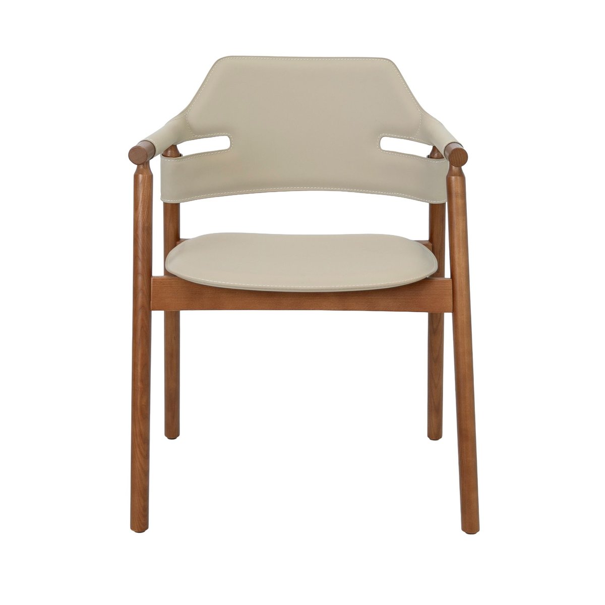 Chaise en cuir régénéré sable | noyer, ANGEL CERDA