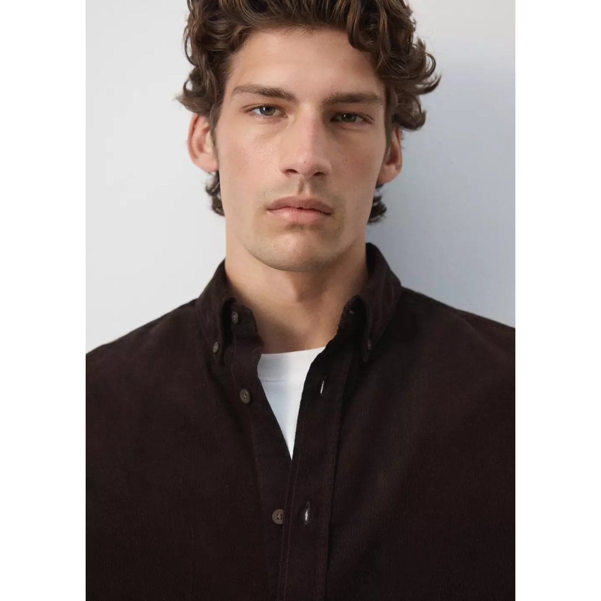 Chemise velours milleraies classic-fit chocolat, MANGO MAN