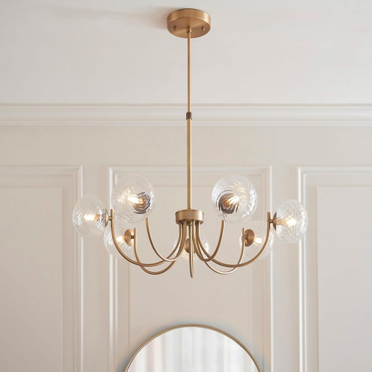 Harville 7-Light Dome Glass Pendant Light aged brass, ÉDITÉ