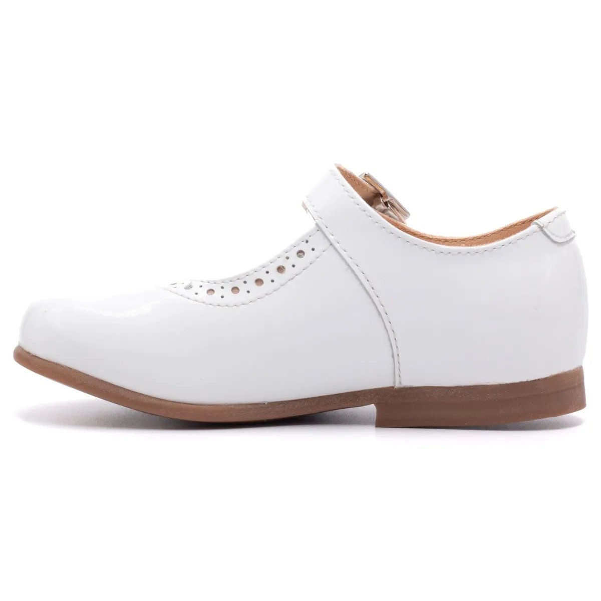 Chaussures cérémonie bébé fille en cuir, à boucle - BONI MINI-ANAIS blanche, BONI&SIDONIE