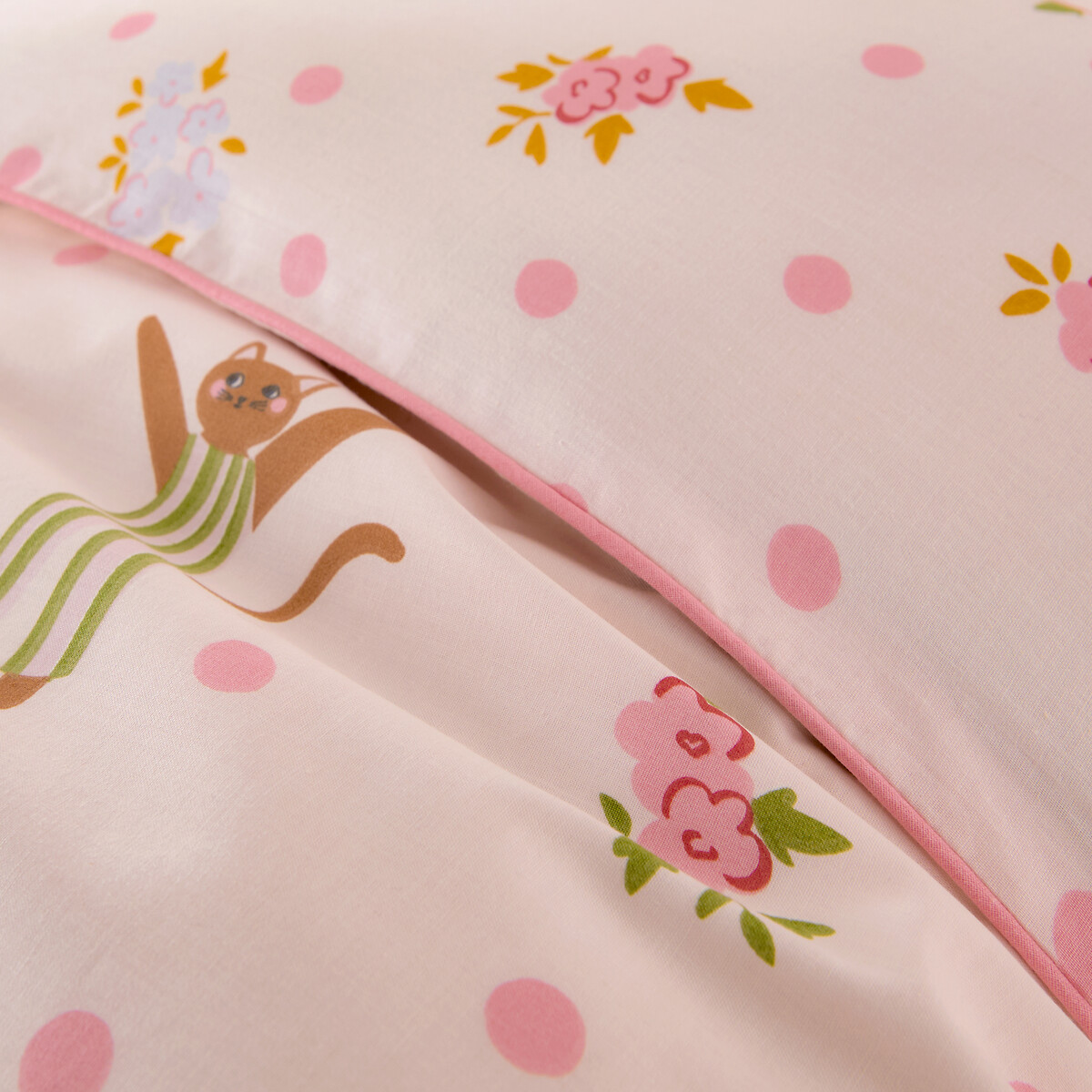 Housse de couette en coton biologique, CHATS FLEURIS imprimé chat, LA REDOUTE INTERIEURS