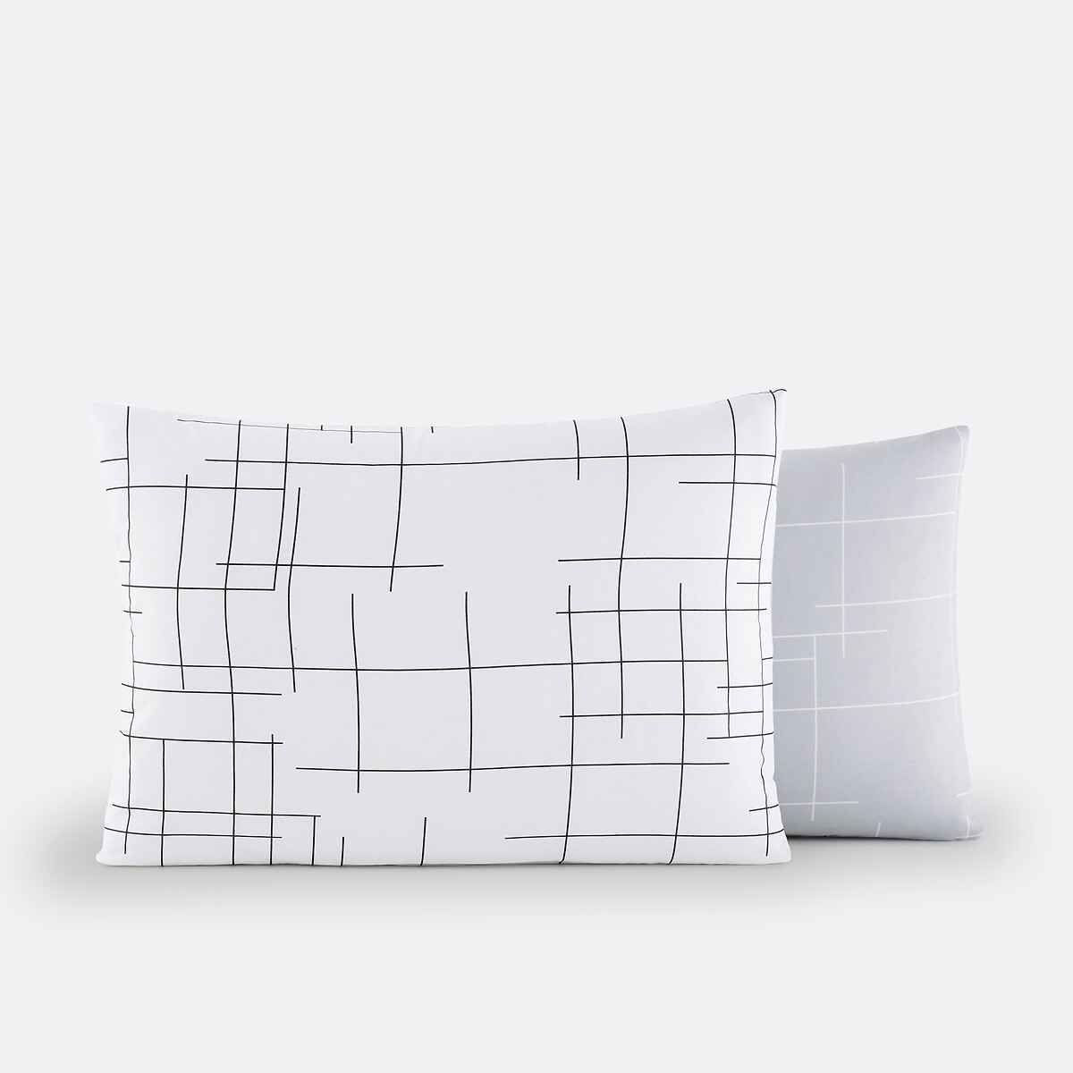 Taie d'oreiller coton, Charline imprimé gris blanc, LA REDOUTE INTERIEURS