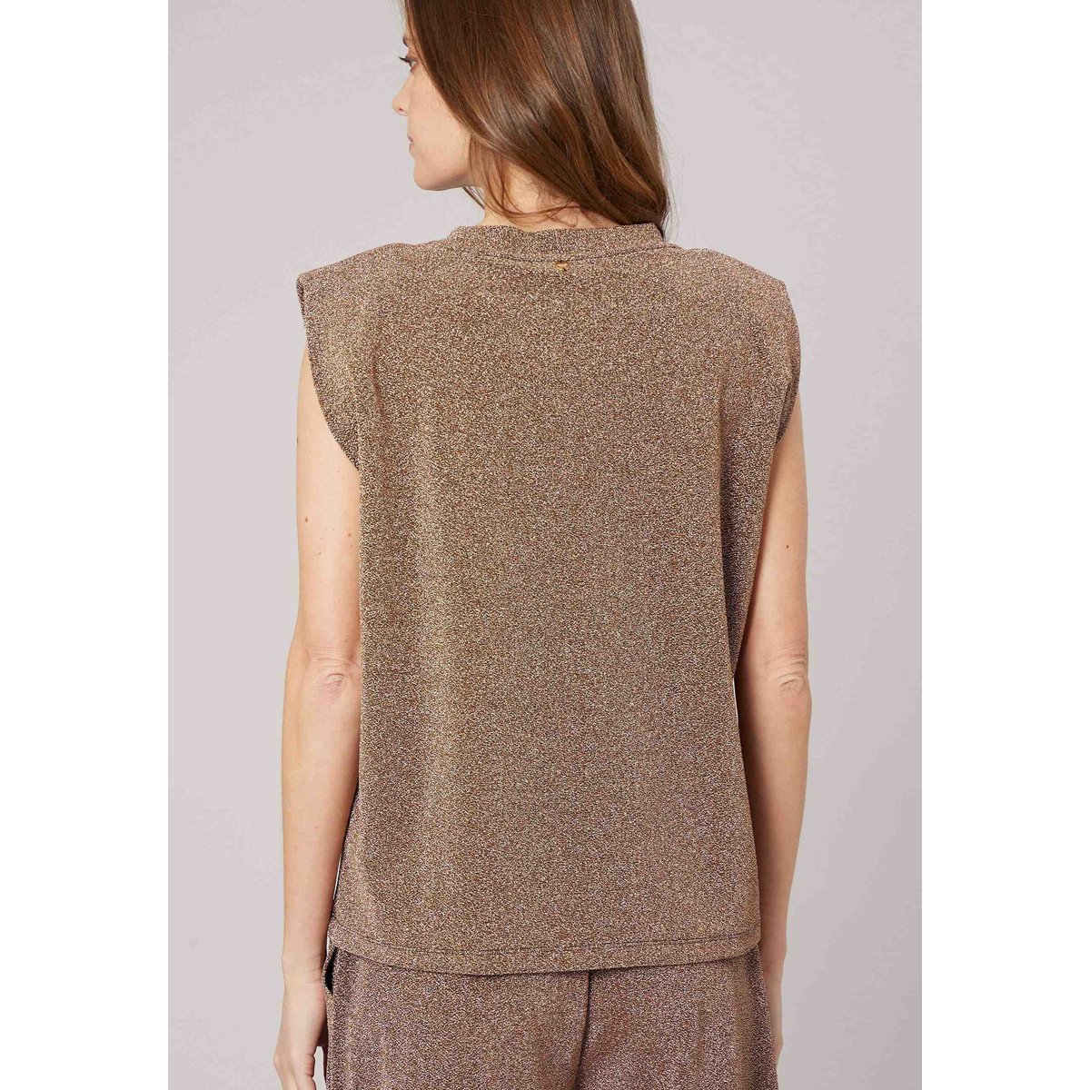 Top femme sans manches maille brillante SAYA copper, DEELUXE