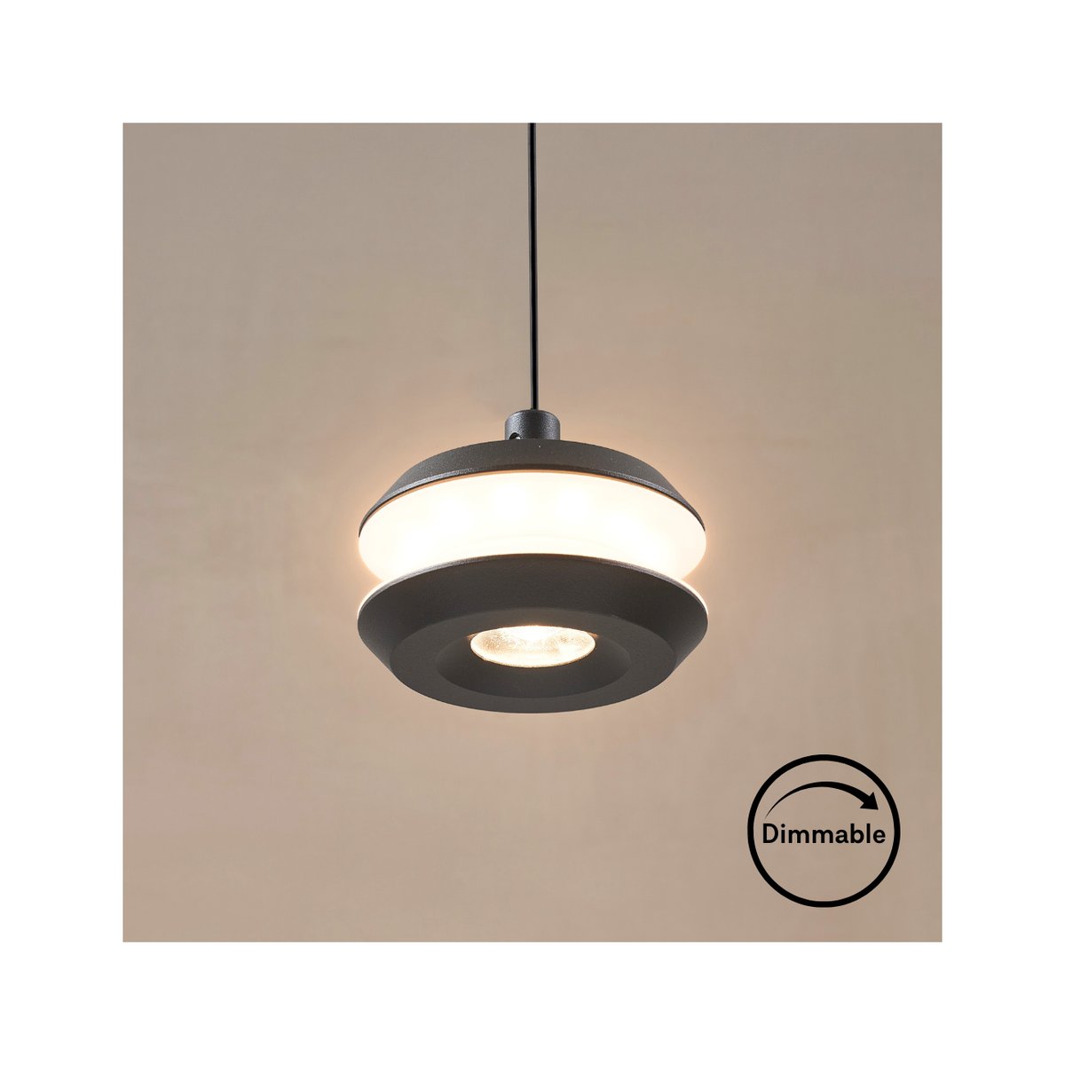 Suspension LED avec câble ajustable - RIVE noir, KOSILUM