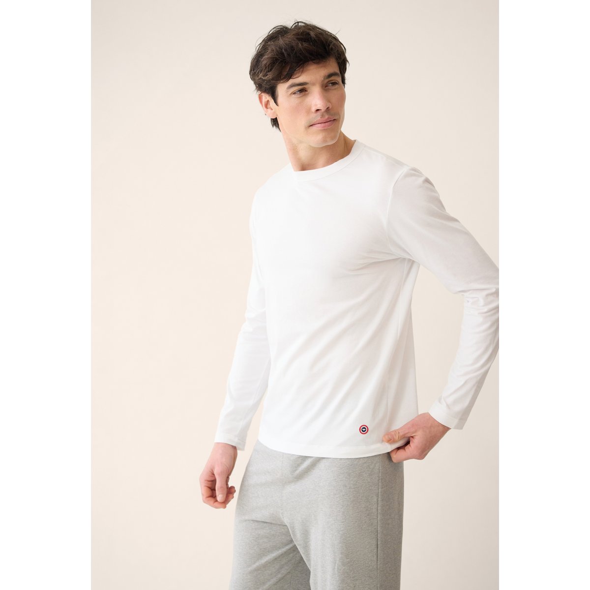Lot de 3 t-shirts manches longues en coton TRIOSUPERBE gris anthracite blanc noir, LE SLIP FRANCAIS