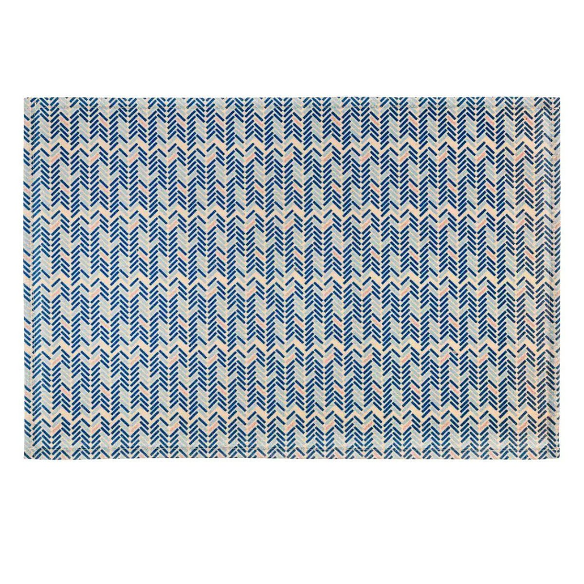 Set de table en polycoton à motif chevrons bleu, ATMOSPHERA