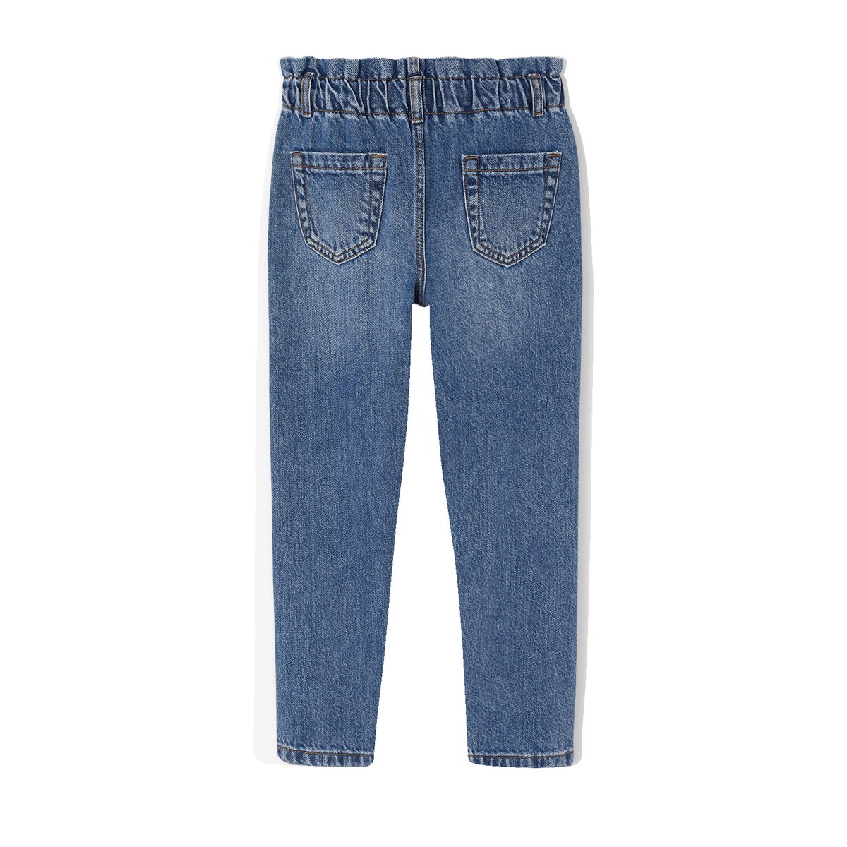 Pantalon paperbag bleu moyen, VERTBAUDET