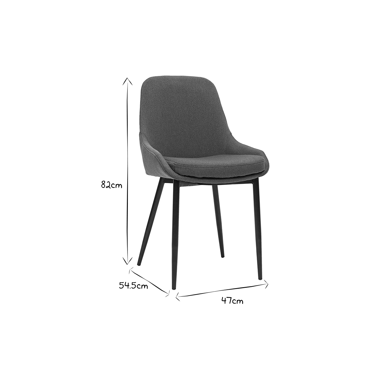 Chaises design en tissu chenille vert kaki et métal noir (lot de 2) HOLO bleu canard, MILIBOO