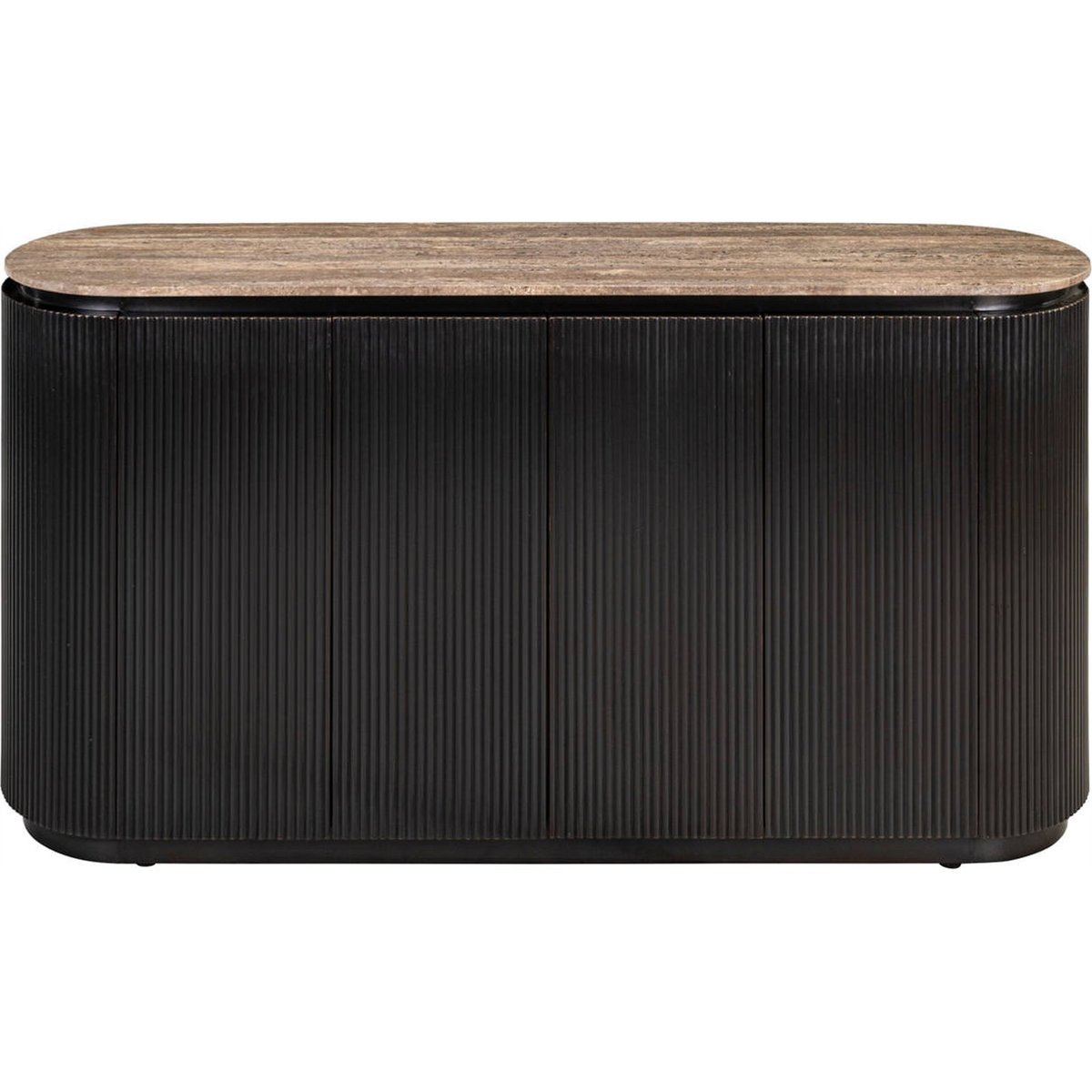 Buffet en pierre collection RUSSO, 4 Portes brun cendré et noir, RECOLLECTION