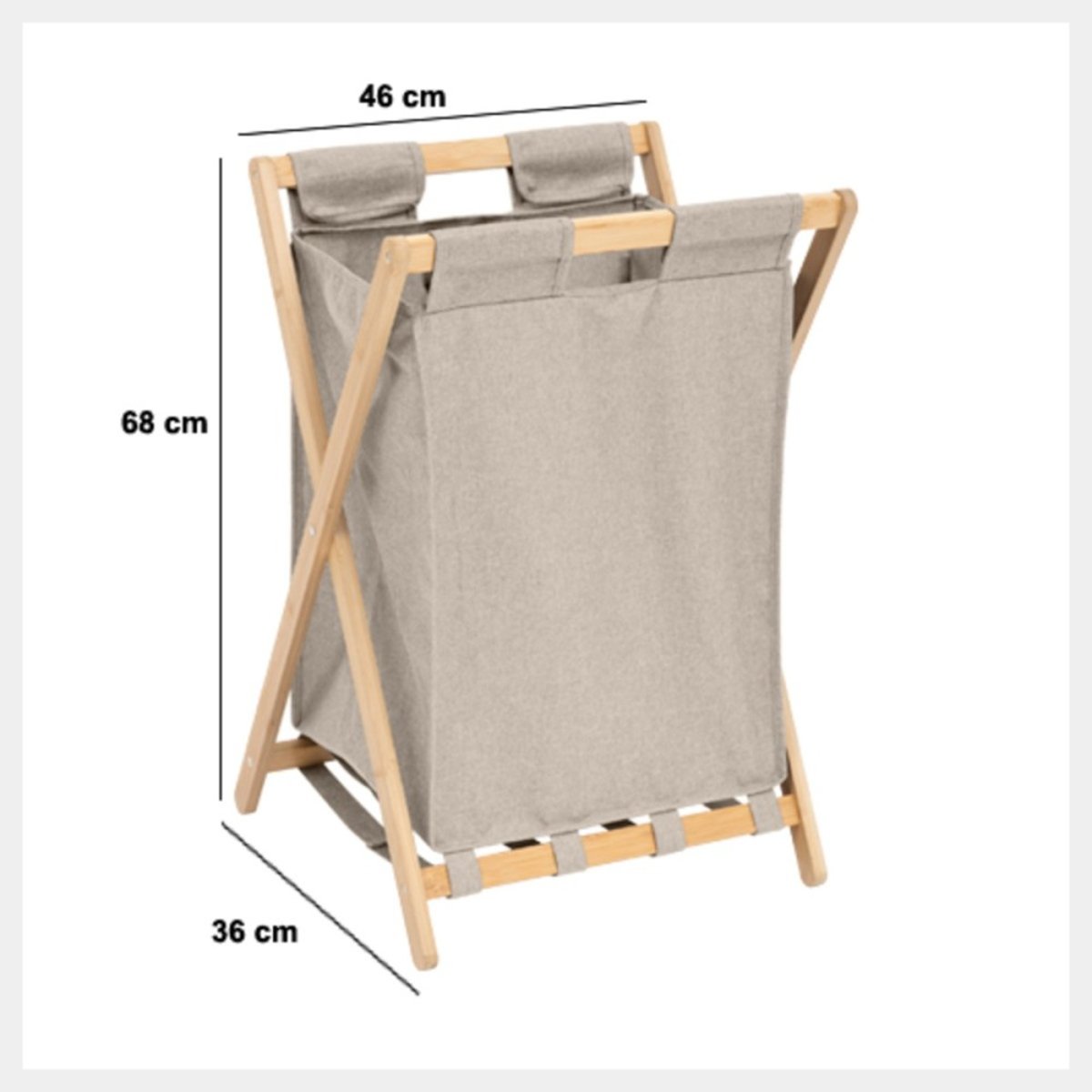 Panier à linge pliant 50L en bambou beige, ATMOSPHERA