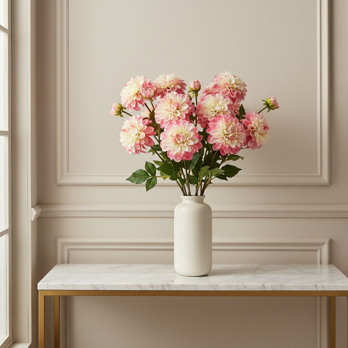 Tige de dahlia artificielle H48 rose, SIA DECO