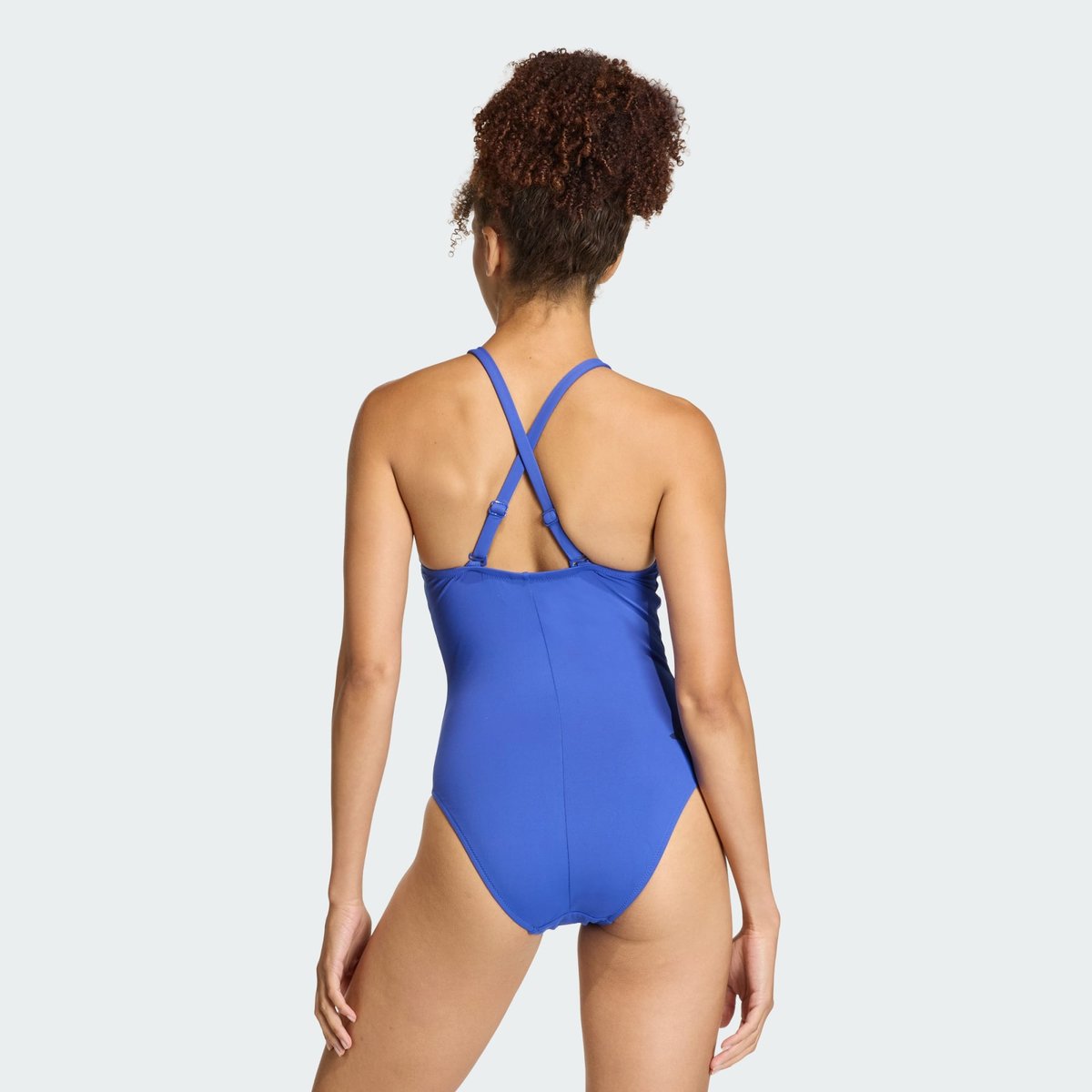 Maillot De Bain Toucher Peau De Pêche Bretelles 2 Sens Col Montant 3 Bandes semi lucid blue, adidas Performance