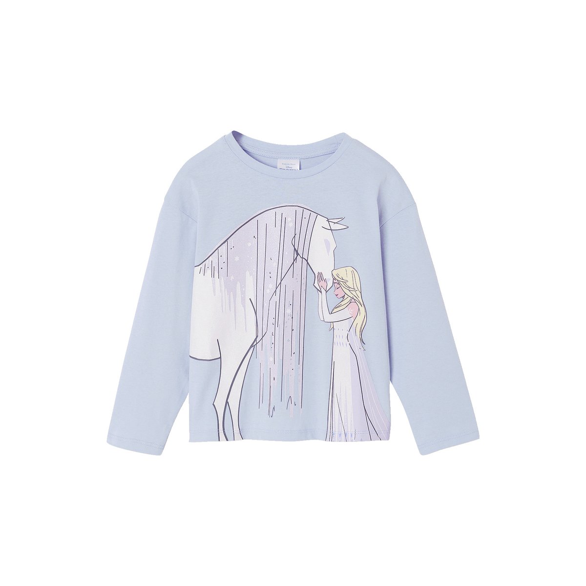 T-shirt manches longues La Reine des Neiges bleu ciel, VERTBAUDET