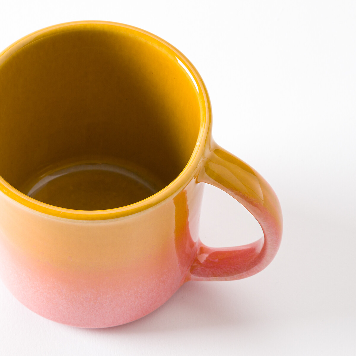 Lot de 2 mugs en grès émail réactif, Ikora jaune/rose, LA REDOUTE INTERIEURS