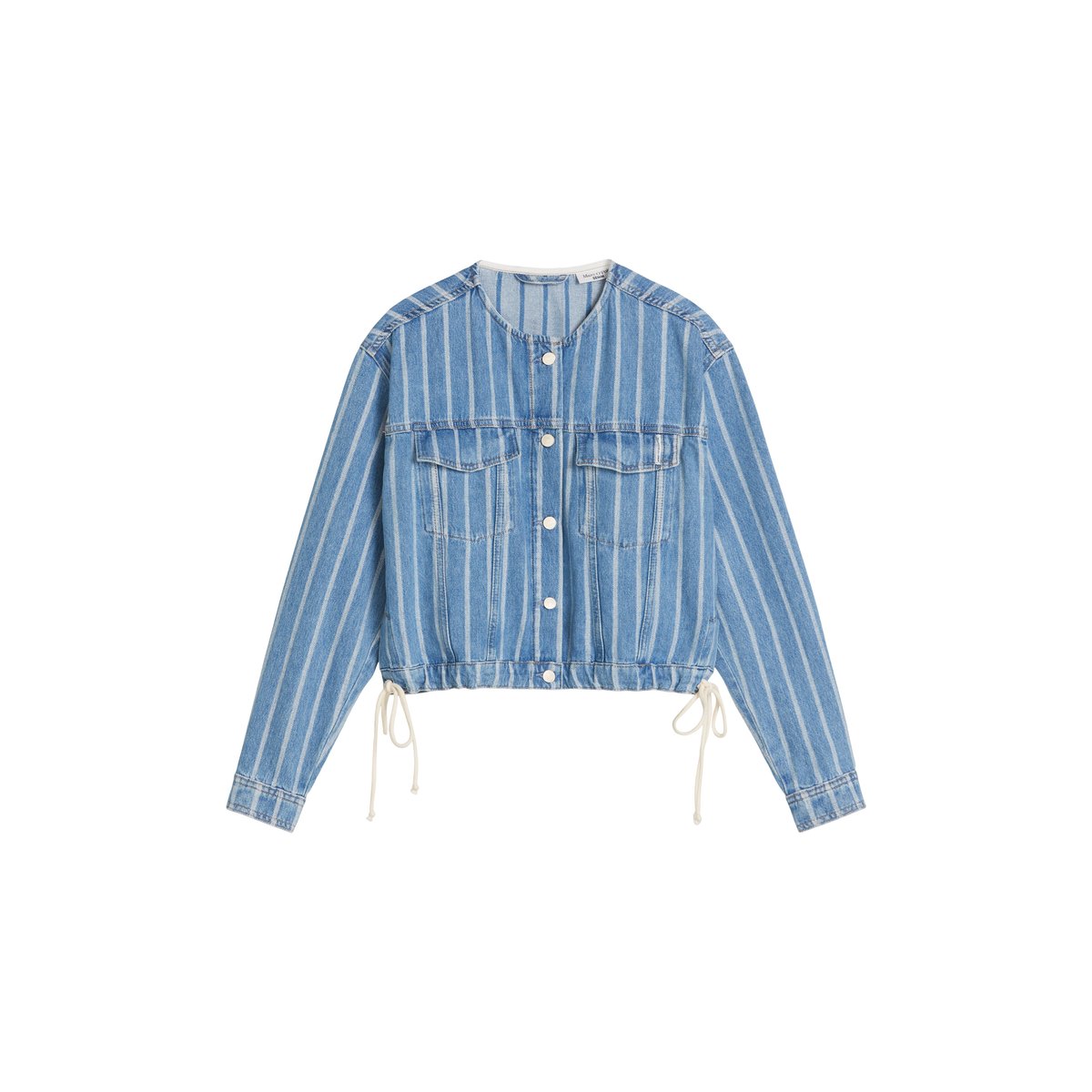 Veste en jean rayée, coupe carrée en pur coton bio bleu, MARC O’POLO DENIM