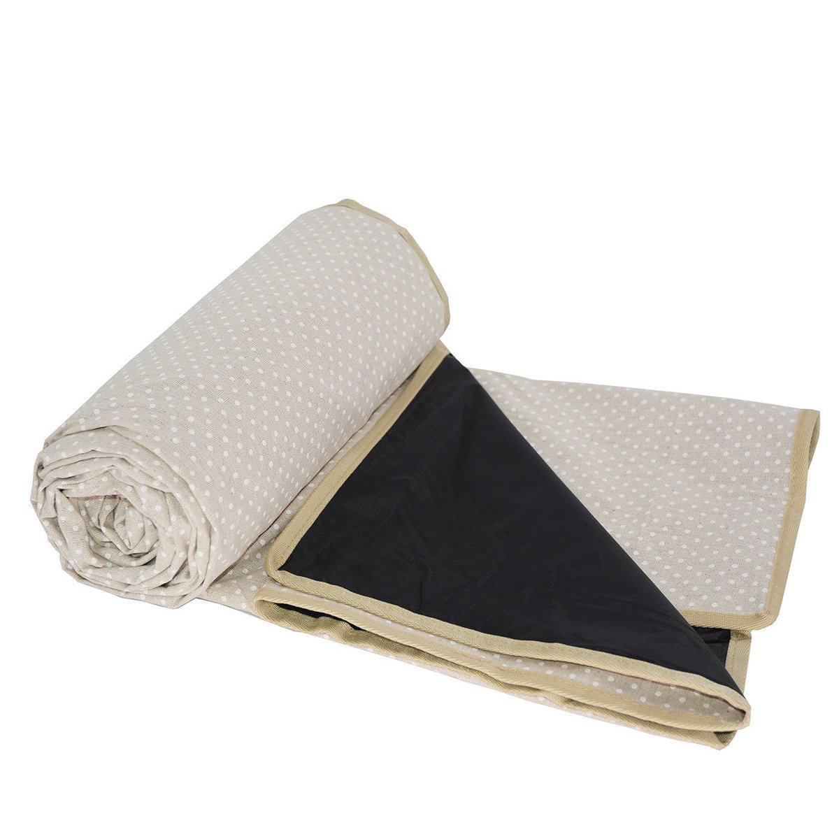 Nappe pique-nique à revers imperméable beige et blanc, LES JARDINS DE LA COMTESSE