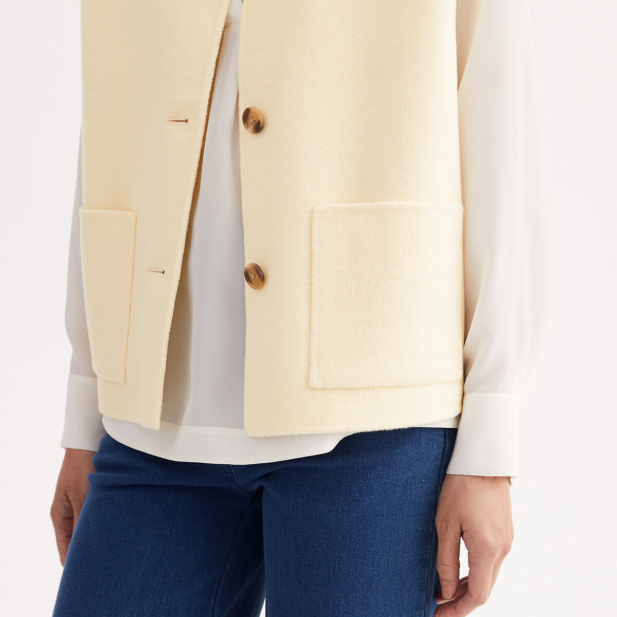 Veste sans manches, en drap de laine, coupe oversize jaune, ANNE WEYBURN