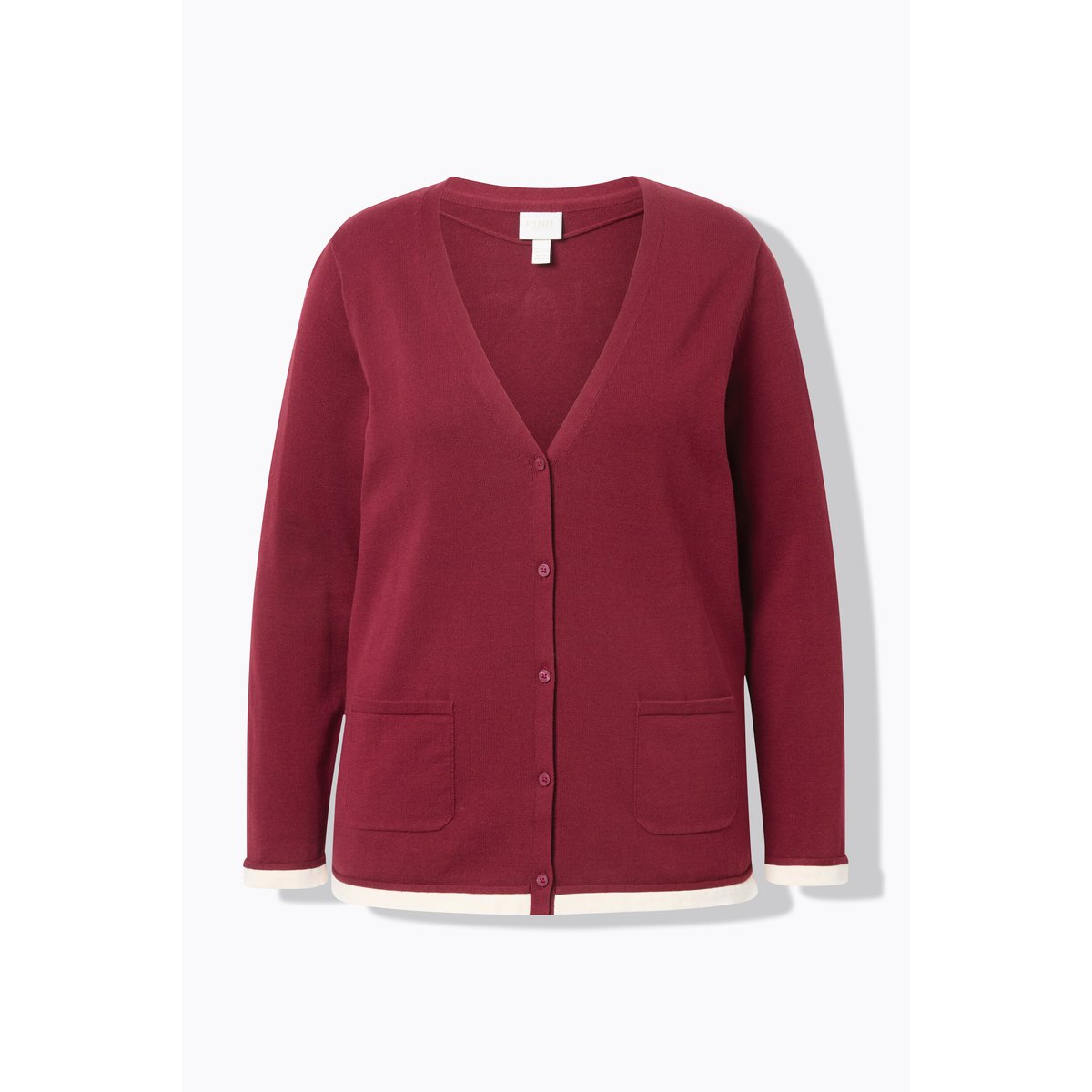 Cardigan en coton bio rouge cerise foncé, ULLA POPKEN