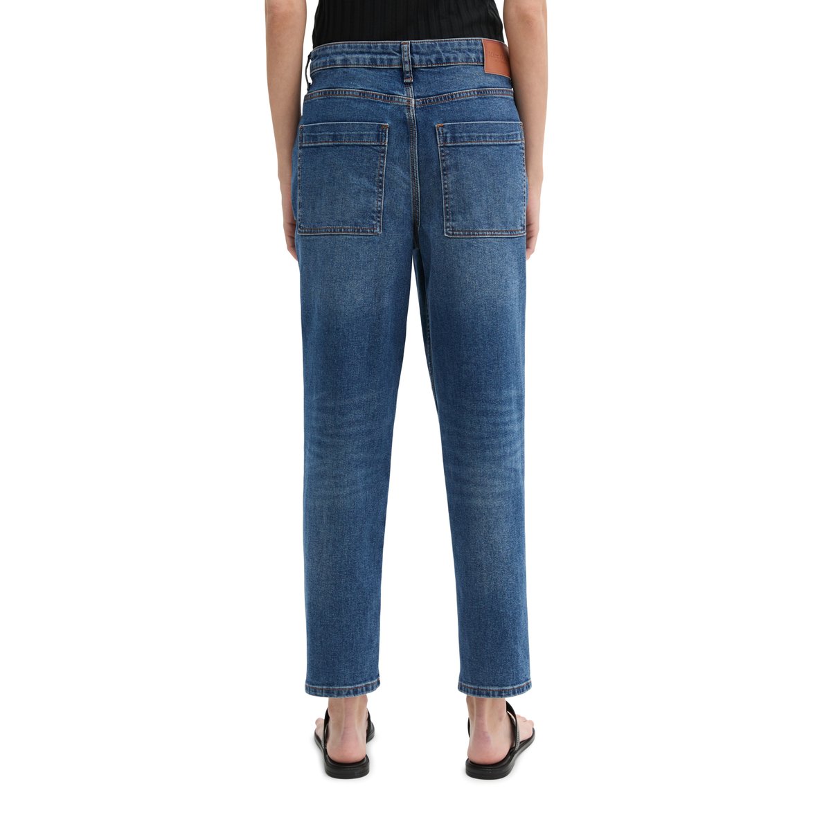 Jeans modèle Iva boyfriend cropped en mélange de coton organique bleu moyen, MARC O'POLO