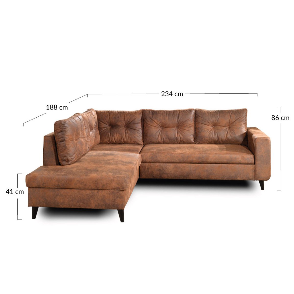Canapé d'Angle gauche 5 places - NORDIC marron, BEST MOBILIER