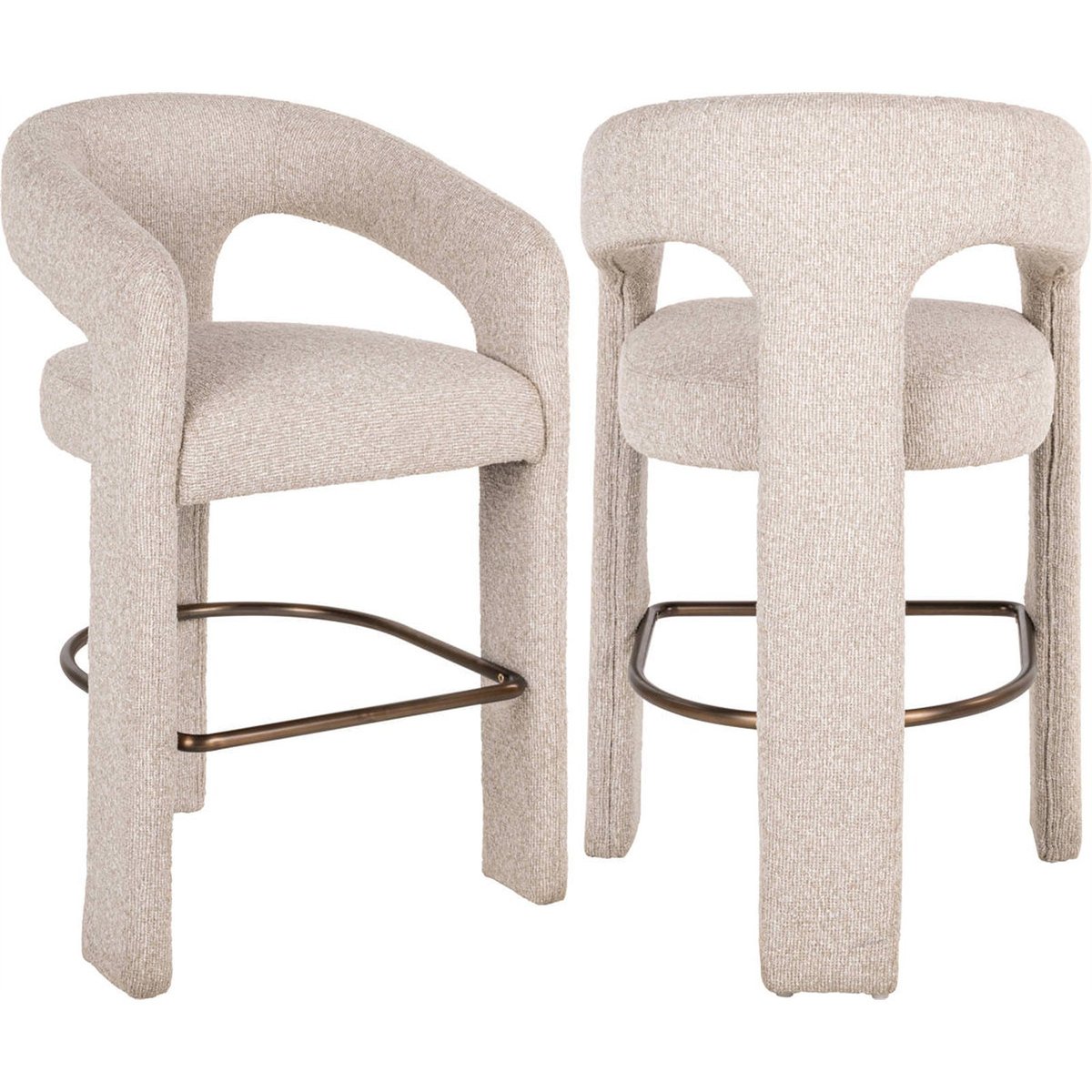 Tabouret de comptoir en tissu texturé biscotti, RECOLLECTION