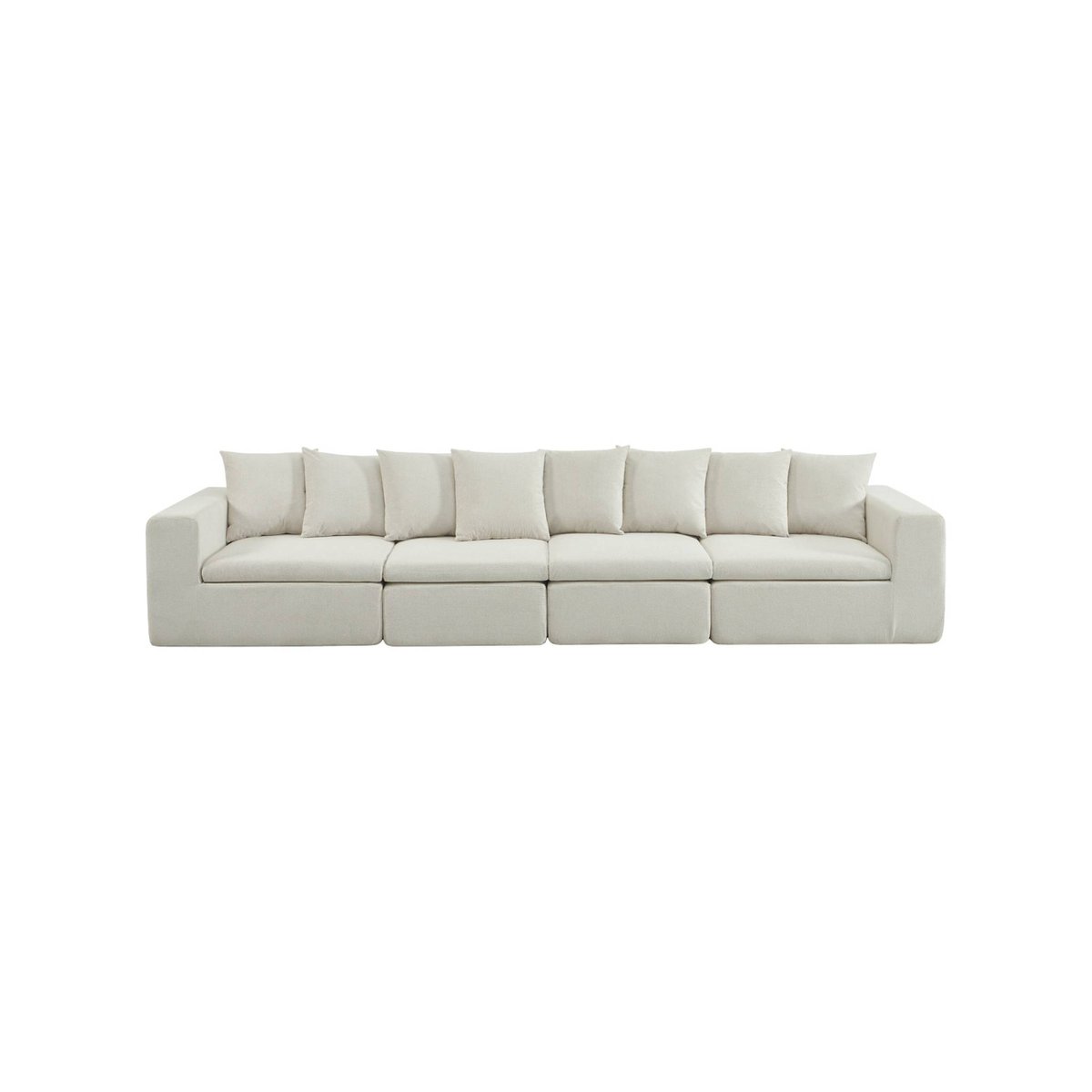 Canapé compressé modulable tissu chenille 5 places MOVI blanc, SWEEEK